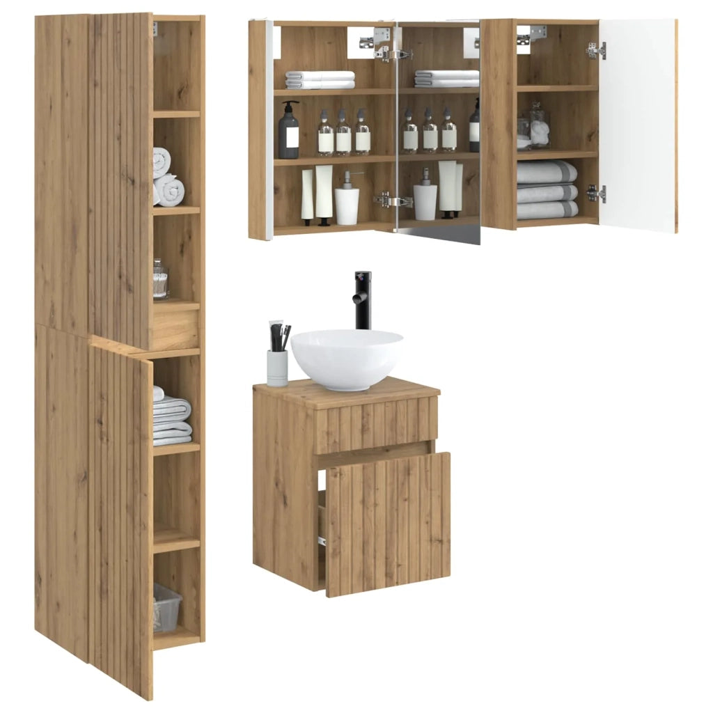 Set di Armadi da Bagno 5 pcs Rovere Artigianale 3407358