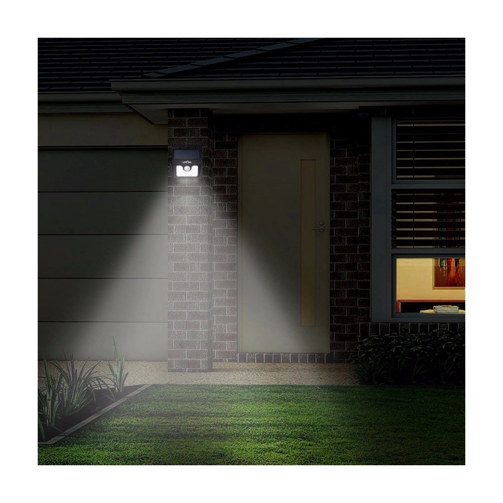 Trade Shop - Faro 8 Led Con Pannello Solare Ricaricabile E Sensore Di Movimento Per Esterno -
