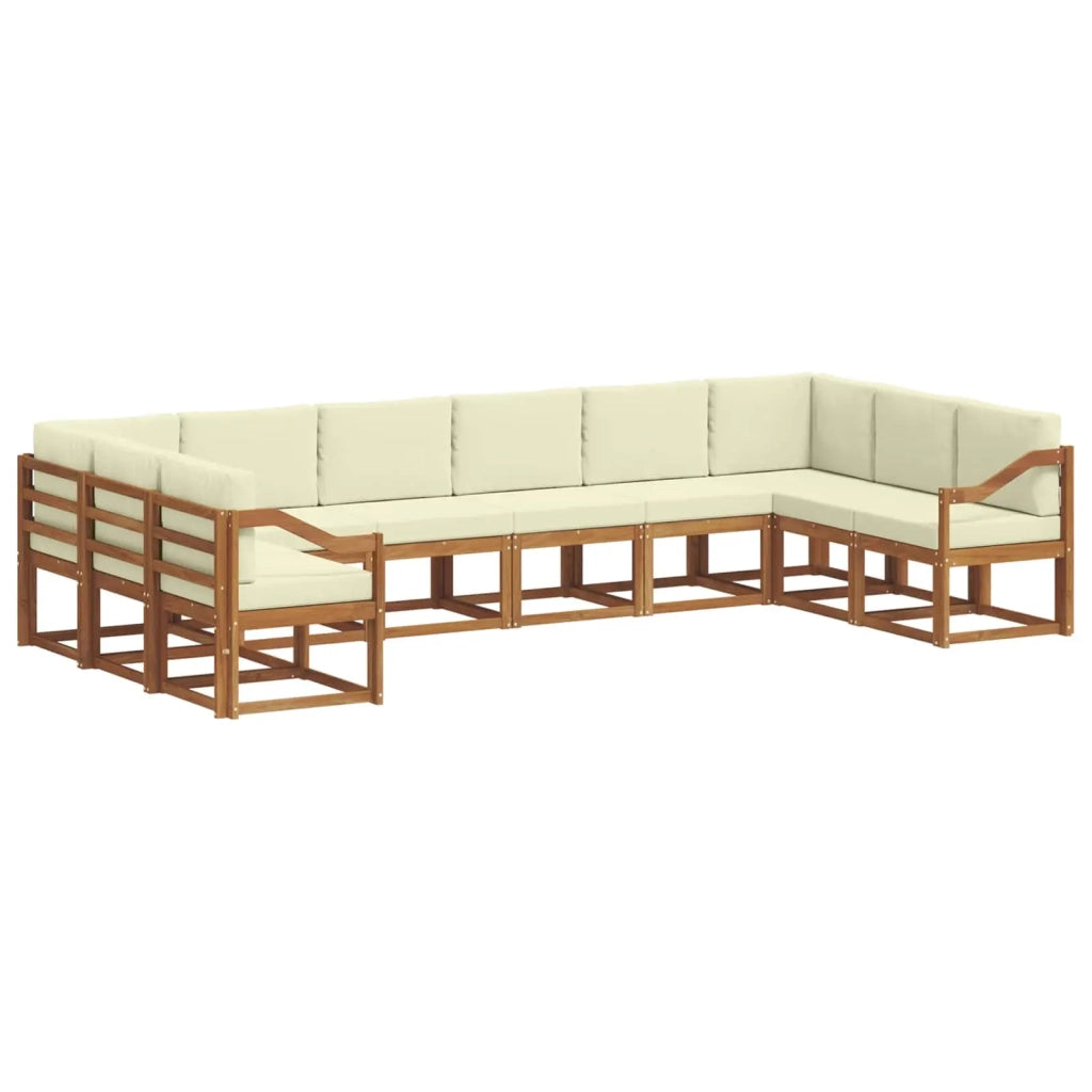 Set di divani da esterno con cuscino 10 pcs Naturale e Crema