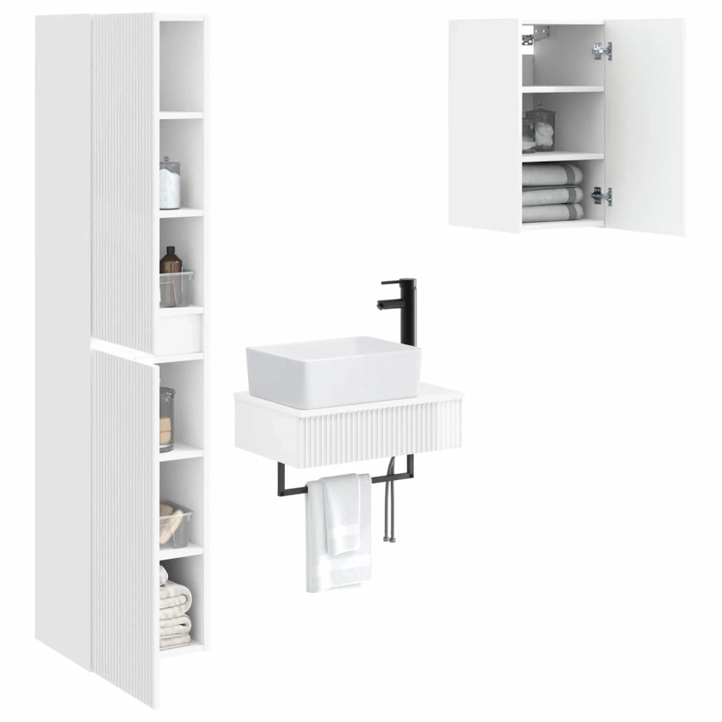 Set di mobili per il bagno 3 pz Bianco Lucido 3406057