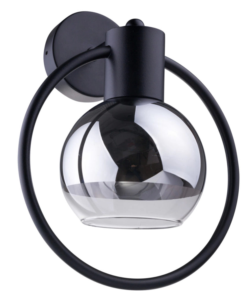 Applique Linda nera vetro argento E27 15W Sigma Lighting
