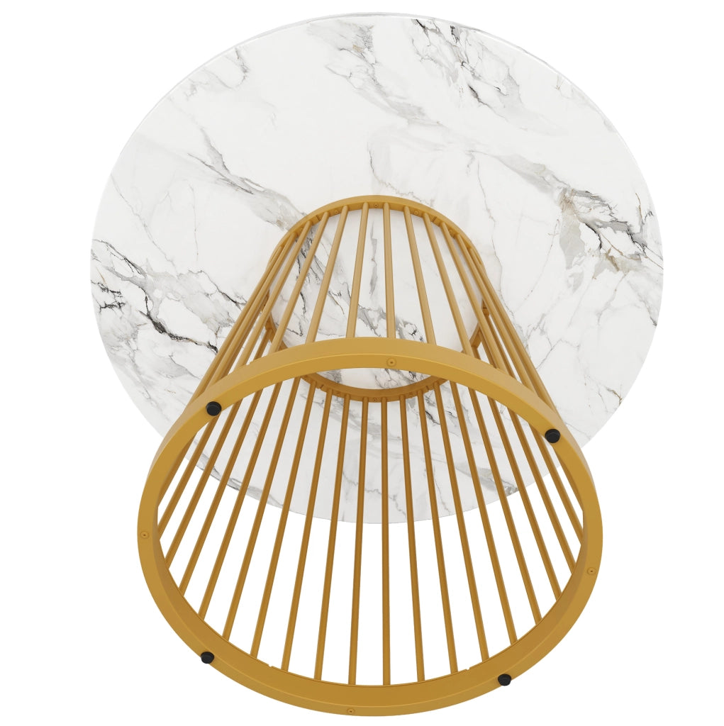 Tavolo da pranzo 80x80x76 cm con gambe regolabili; piano in MDF e ferro; oro e bianco