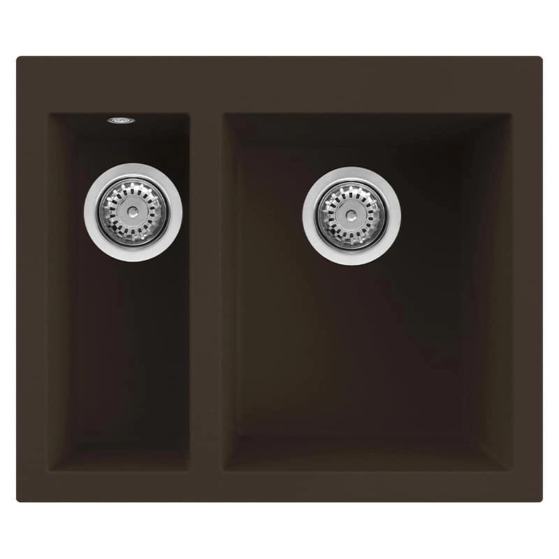 Lavello Elleci Incasso 2 vasche 59x50 Quadra 150 Granitek Espresso Marrone LGQ15078