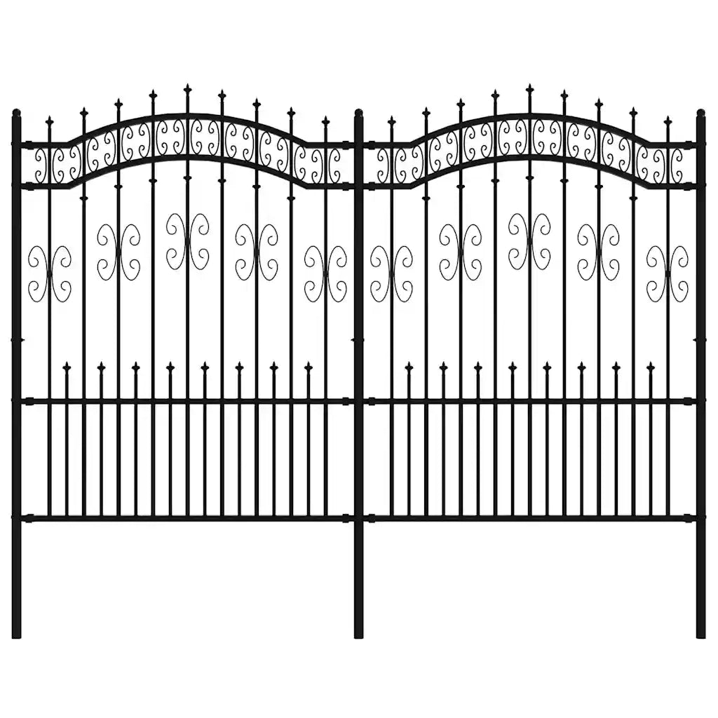 Recinzione da Giardino Kampen con Punta a Lancia Nera 240x150 cm in Acciaio 151087