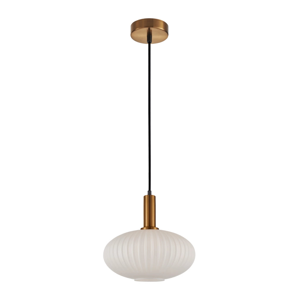 Lampada a sospensione DELLA oro vetro bianco E27 Italux