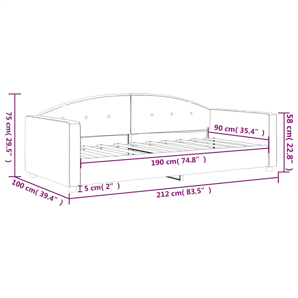 Letto da Giorno Grigio Scuro 90x190 cm in Velluto 354150