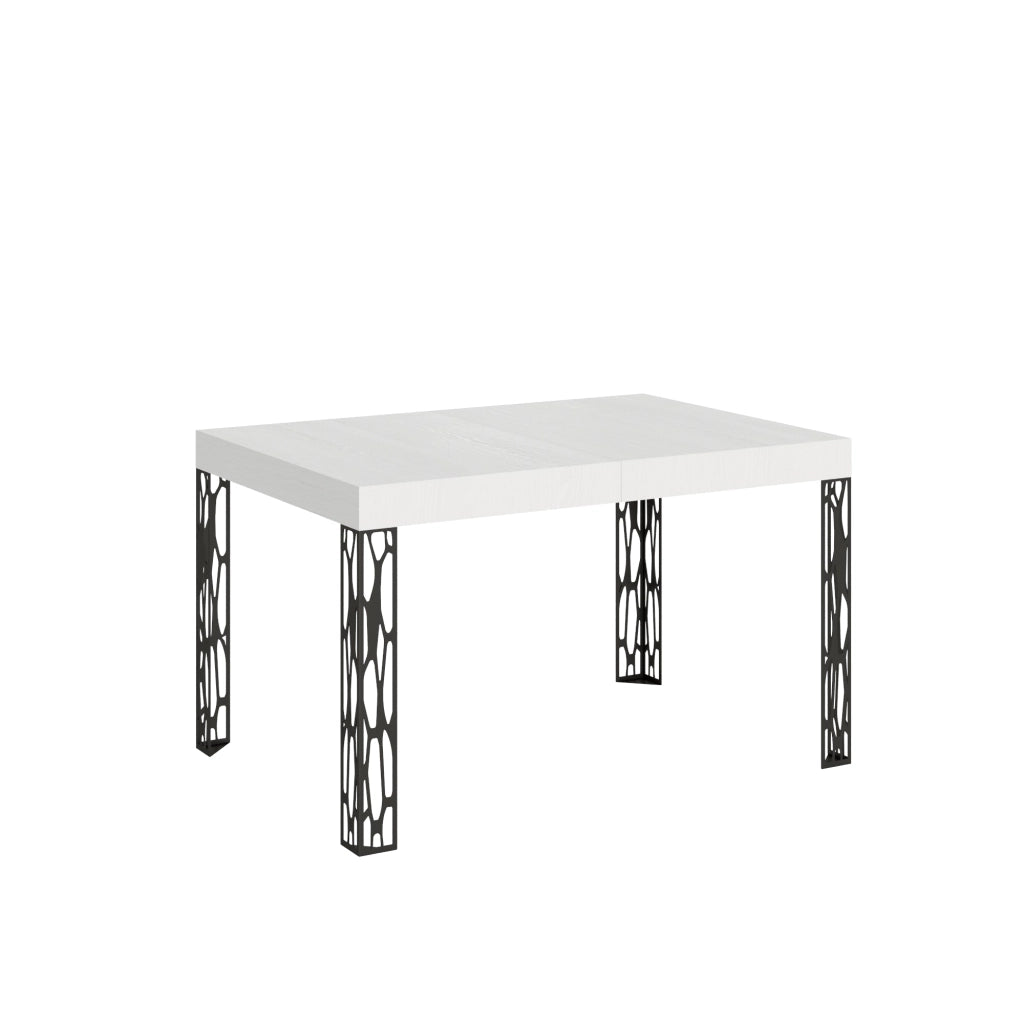 Tavolo Allungabile 120-224x90x77 cm Ghibli Bianco Frassino Telaio Antracite