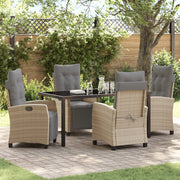 Set da Pranzo da Giardino in 5 Pezzi Beige Polyrattan