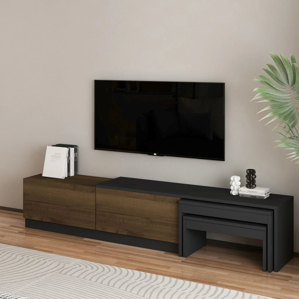 Porta TV in legno "Nest" - 180 x 30 x 36 cm - Marrone
