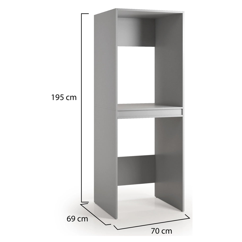Flagler, Armadio Multiuso Grande un Ripiano Made in Italy, 70x195h cm Grigio