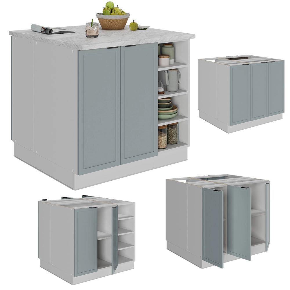 Isola cucina Fame-Line Blu-grigio chiaro/Bianco 90 cm senza piano di lavoro Vicco