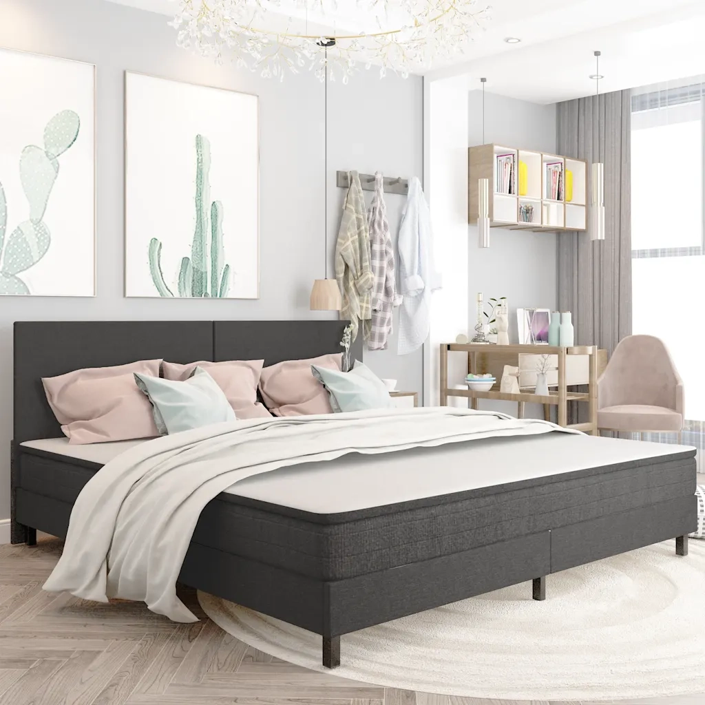 Letto a Molle Grigio in Tessuto 200x200 cm cod mxl 58146