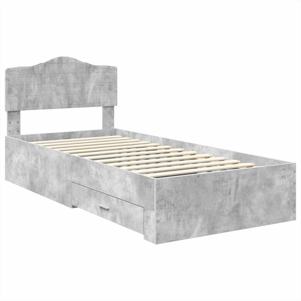 Struttura del letto con testiera Grigio cemento 90 x 190 cm 3413250