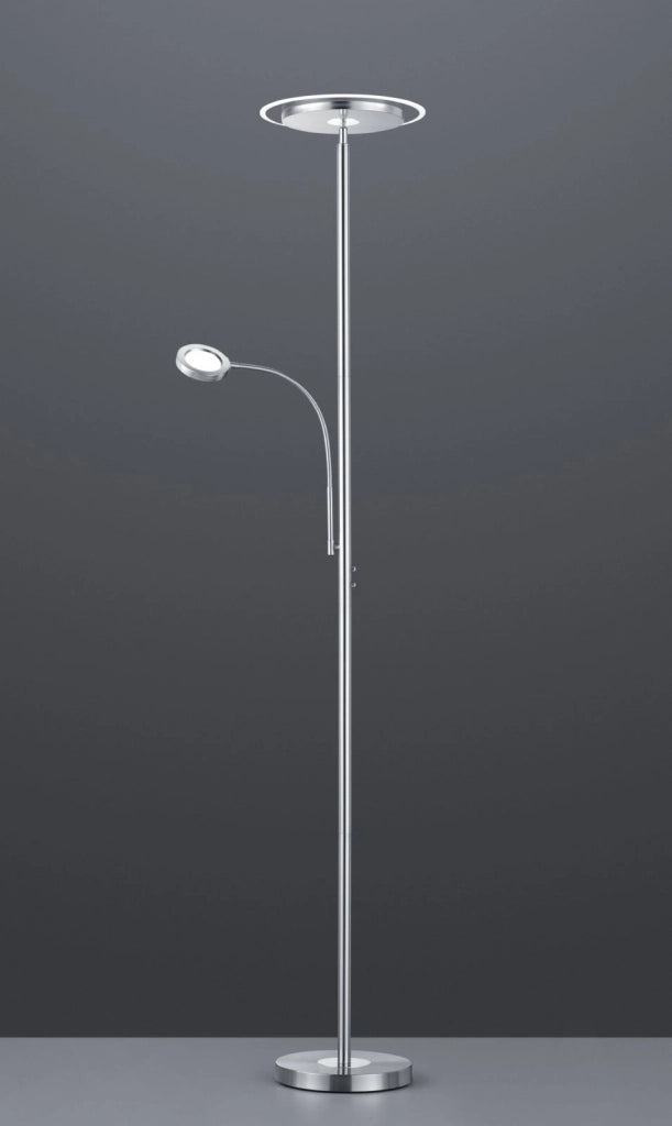 ACKBAR PIANTANA LED 2 LUCI TONDE ACCIAIO E CROMO DIMMERABILE H. 180 3000K 2000LM 18W DIMMERABILE