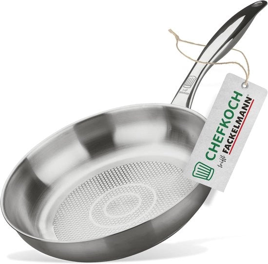Piastra per cottura a fuoco lento con superficie a grata di acciaio inossidabile Ø 24 cm - Adatto per induzione - Piastra in acciaio inossidabile di alta qualità - Ø24 x 0,5 cm