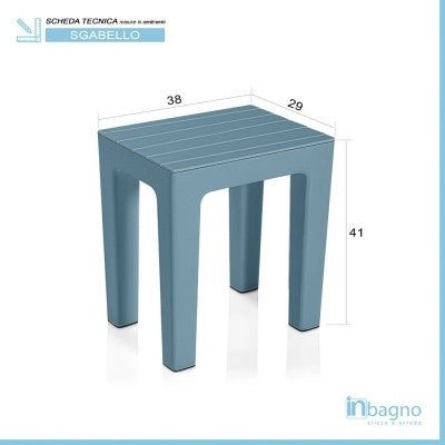 Sgabello bagno Lello multiuso turchese cobalto effetto legno