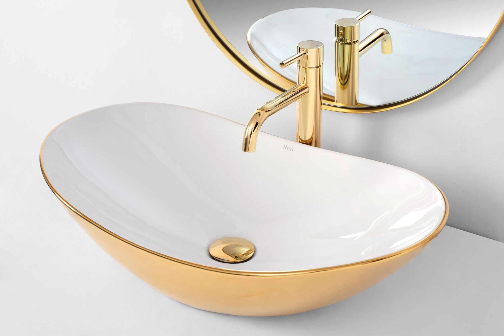 Lavabo Da Appoggio Rea Royal White Gold