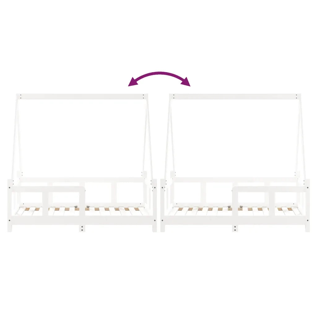 Giroletto per Bambini | Letto Infantile | Lettino Bianco 70x140cm in Legno Massello di Pino