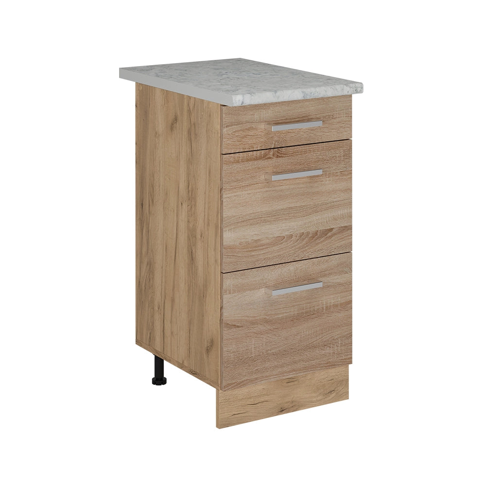 Vicco Mobiletto base per cucina Sonoma 40 cm con cassetti, marmo AP