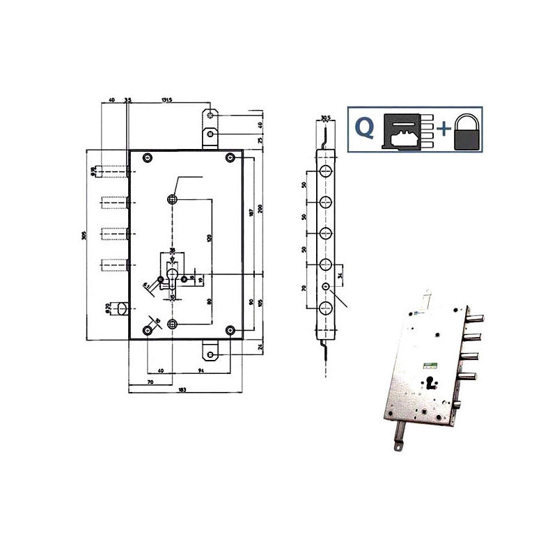 Serratura Sic.Triplice Dx Scr 70 85461 Mottura