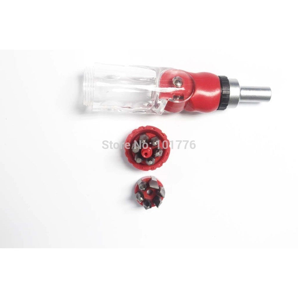 Trade Shop - Cacciavite Giravite Portainserti A Cricchetto Pieghevole 6 Inserti 6 In 1 -