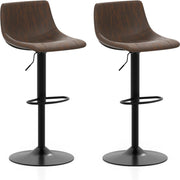 Set di 2 sgabelli da bar regolabili in altezza, Sedie alte imbottite con schienale sedie Marrone Rustico-Sgabelli da bar