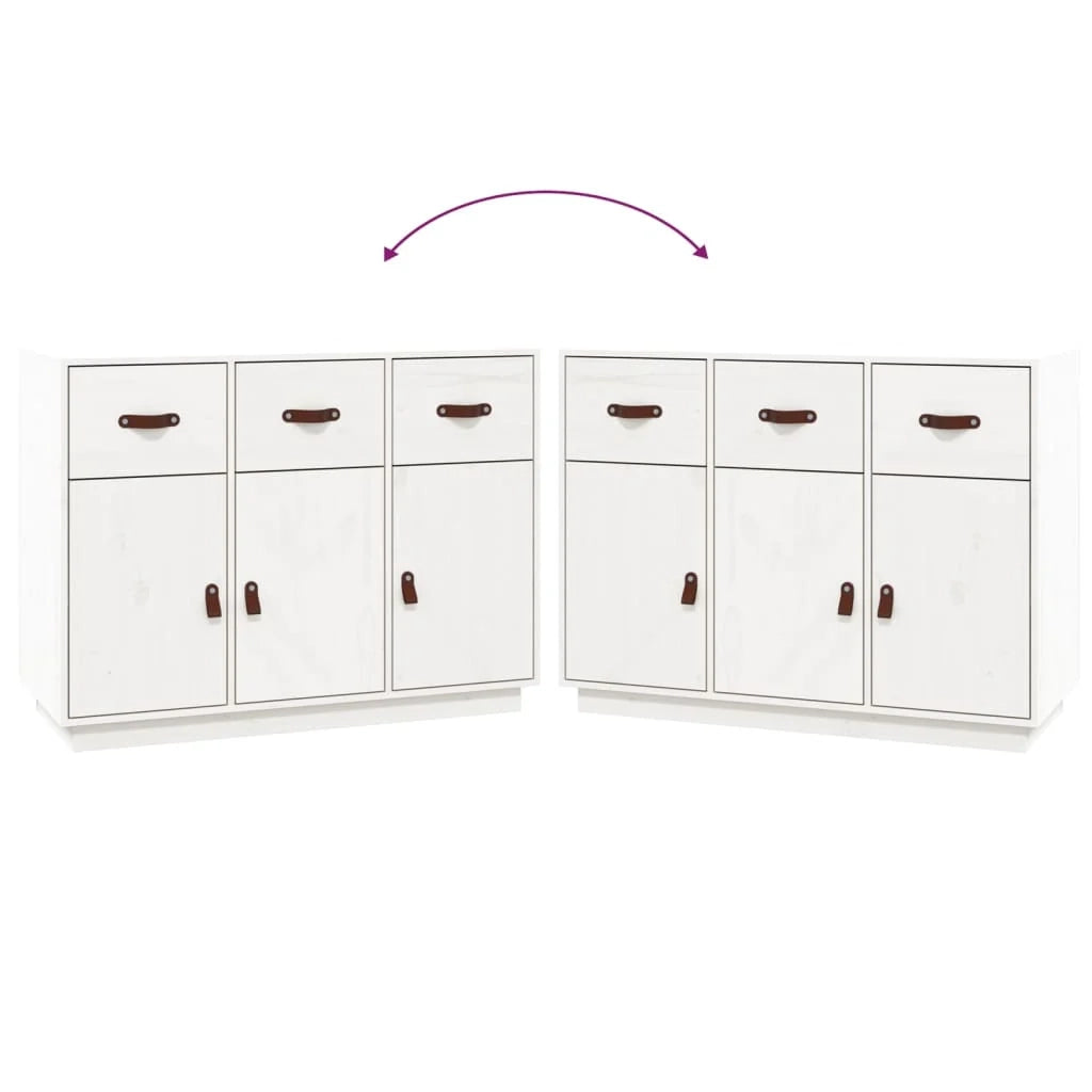 Buffet credenza cassettiera armadio mobile contenitore organizer per cucina soggiorno salotto 100 x 40 x 75 cm legno massello di pino bianco 02_0030170
