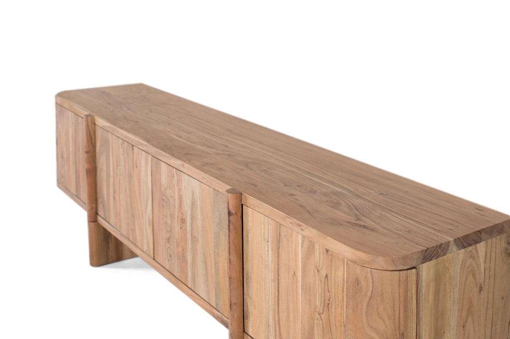 Mobile porta TV in legno massello di acacia con angoli arrotondati