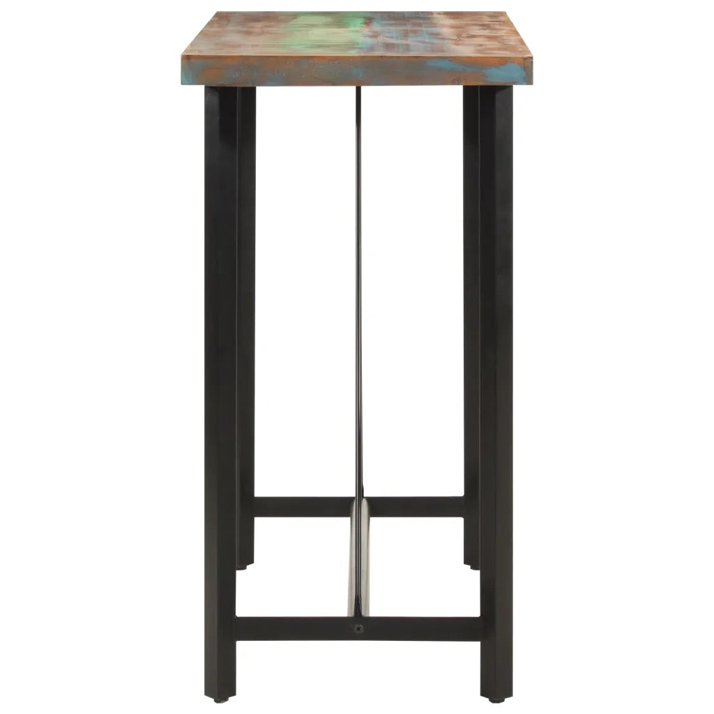 Tavolino da Bar 110x55x107cm Legno Massello di Recupero e Ferro 356373