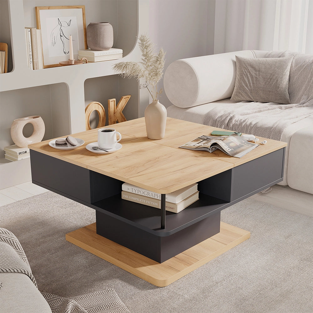 Vicco tavolino soggiorno Antracite 80 x 45 cm con vani portaoggetti