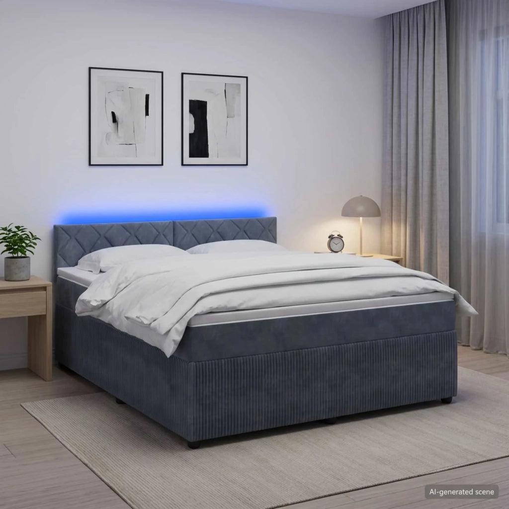 Letto box spring con materasso Grigio Scuro 140 x 190 cm 3453144