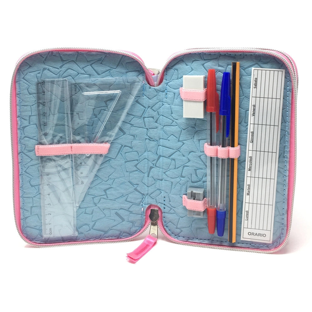 Trade Shop - Astuccio Scuola 3d Principesse Cenerentola Rapunzel Ariel Disney 3 Zip Cerniere -