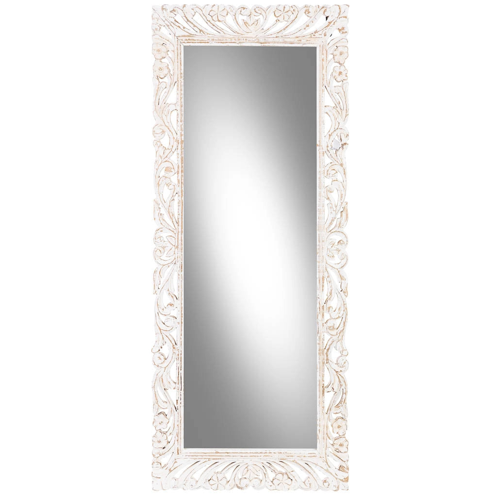 Specchio da parete in legno bianco 60x120x2,5h cm