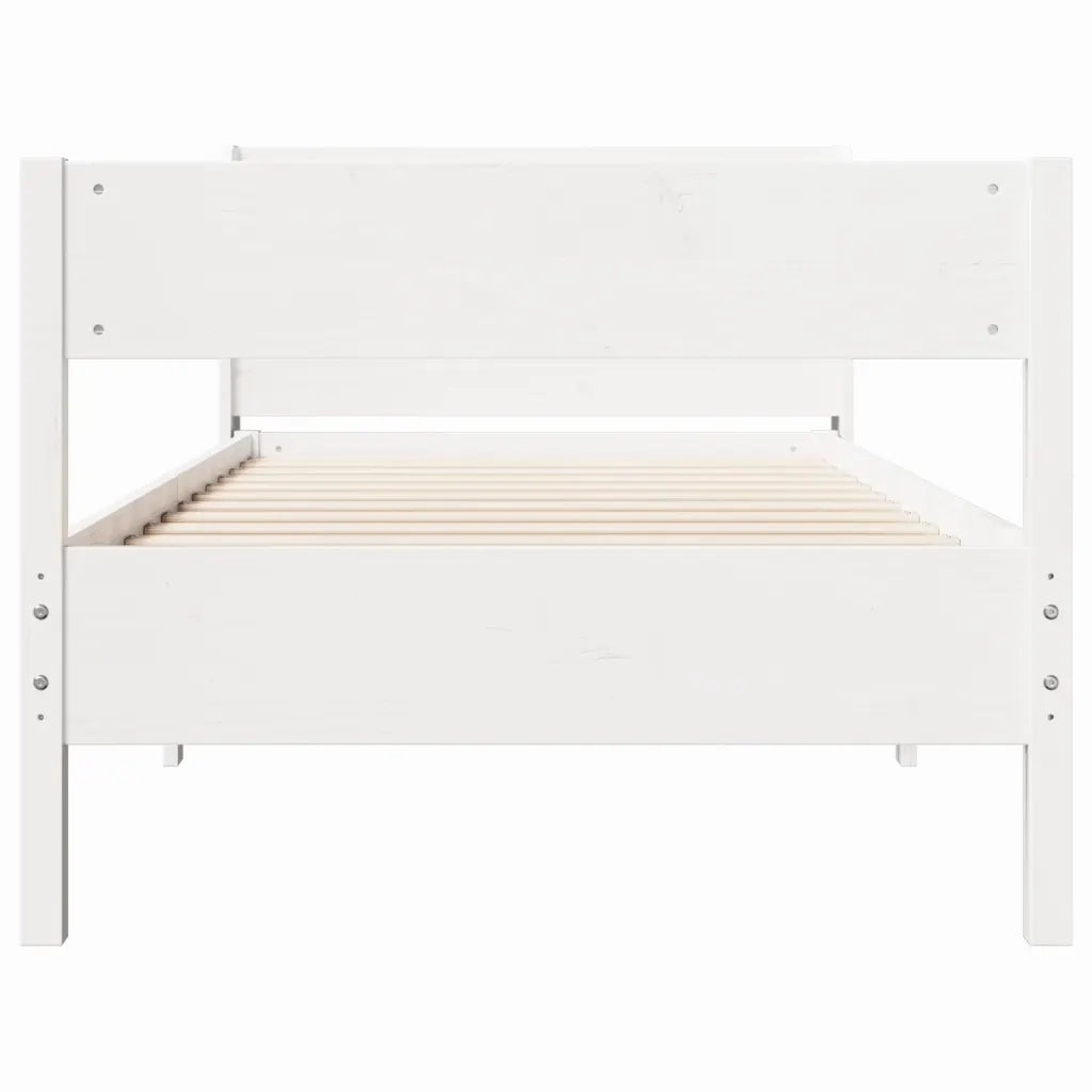 Letto senza Materasso Bianco 75x190 in Legno Massello di Pino 3306952
