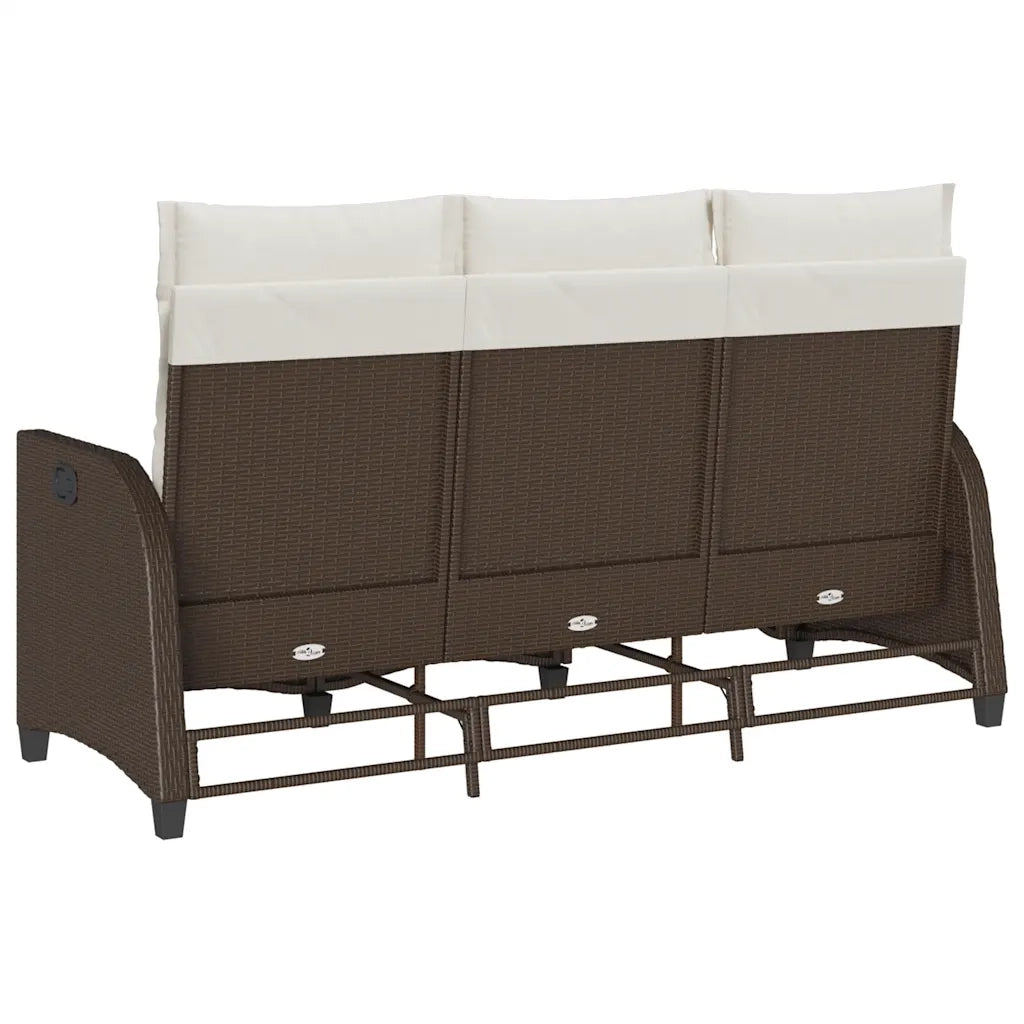 Divano Reclinabile Giardino con Cuscini a L Marrone Polyrattan 4108239