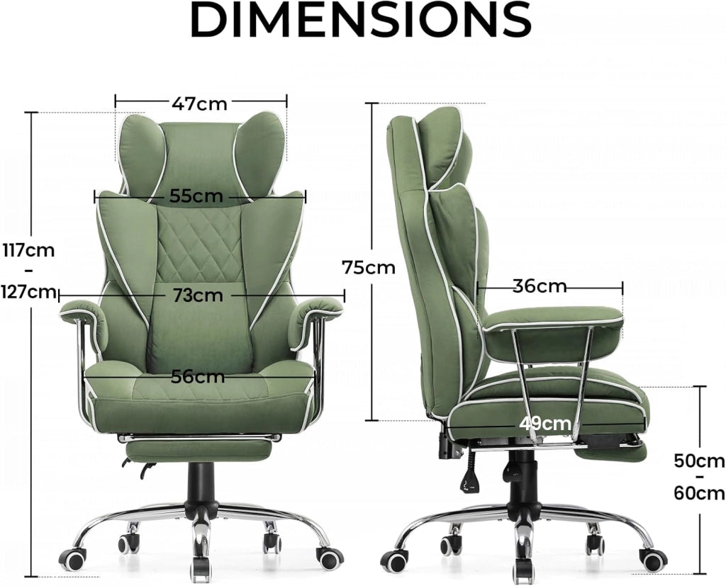 Sedia Gaming Ergonomica Sedia da Gaming Reclinabile Sedia Ufficio con Poggiapiedi Sedia Gamer Schienale Regolabile per Lavoro e Gioco tessuto tecnologico verde