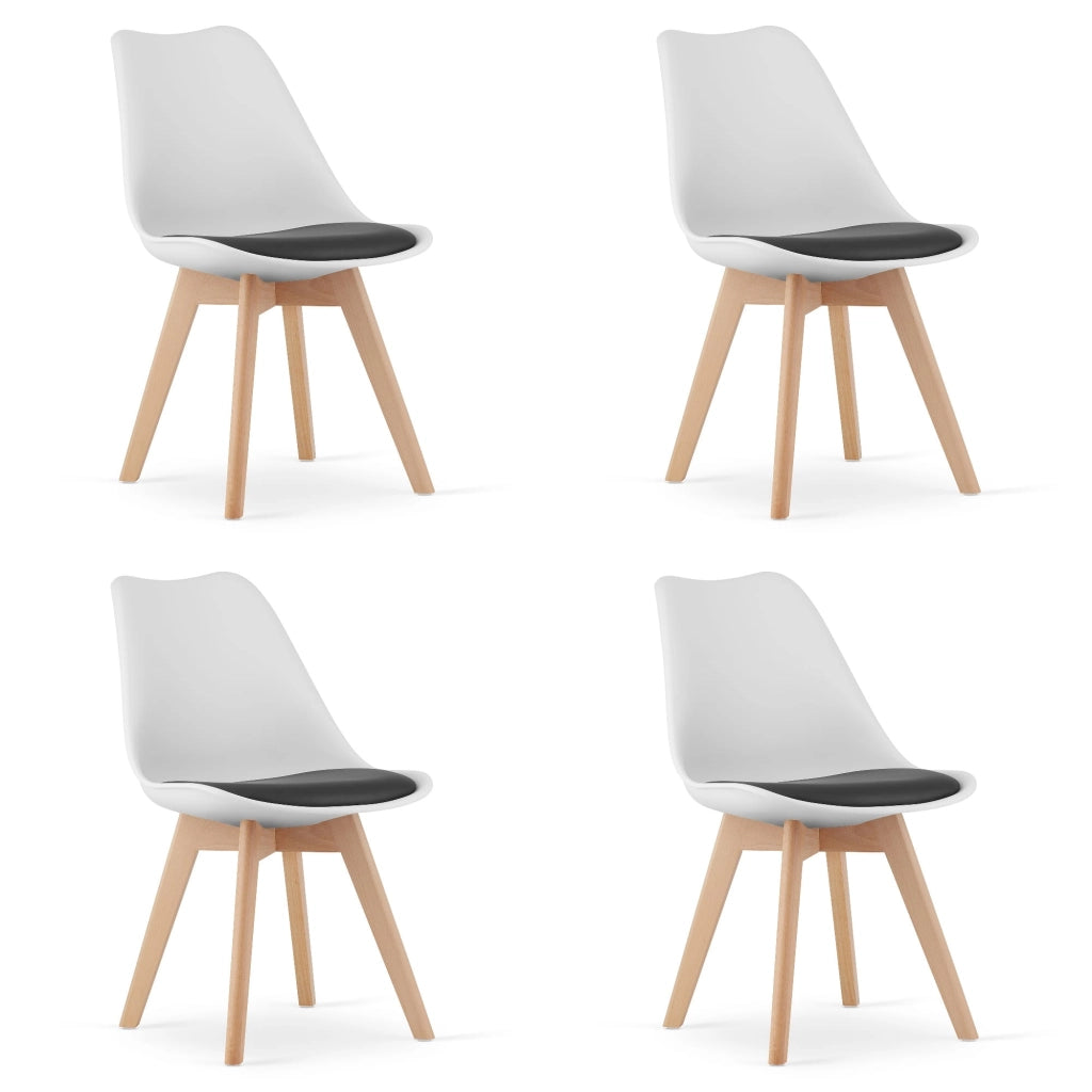 Sedia VALORA RIXK nera e bianca con gambe naturali x 4