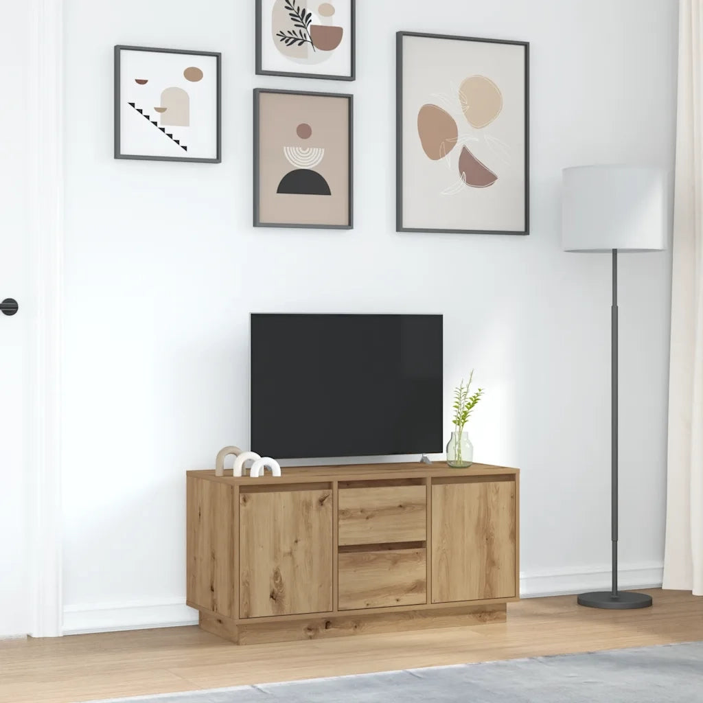 Mobile Porta TV con Luci LED Rovere Artigianale 100x41x50 cm 861417