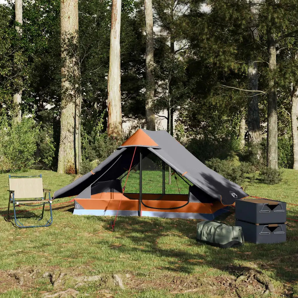 Tenda da Campeggio 2 Persone Grigio Impermeabile