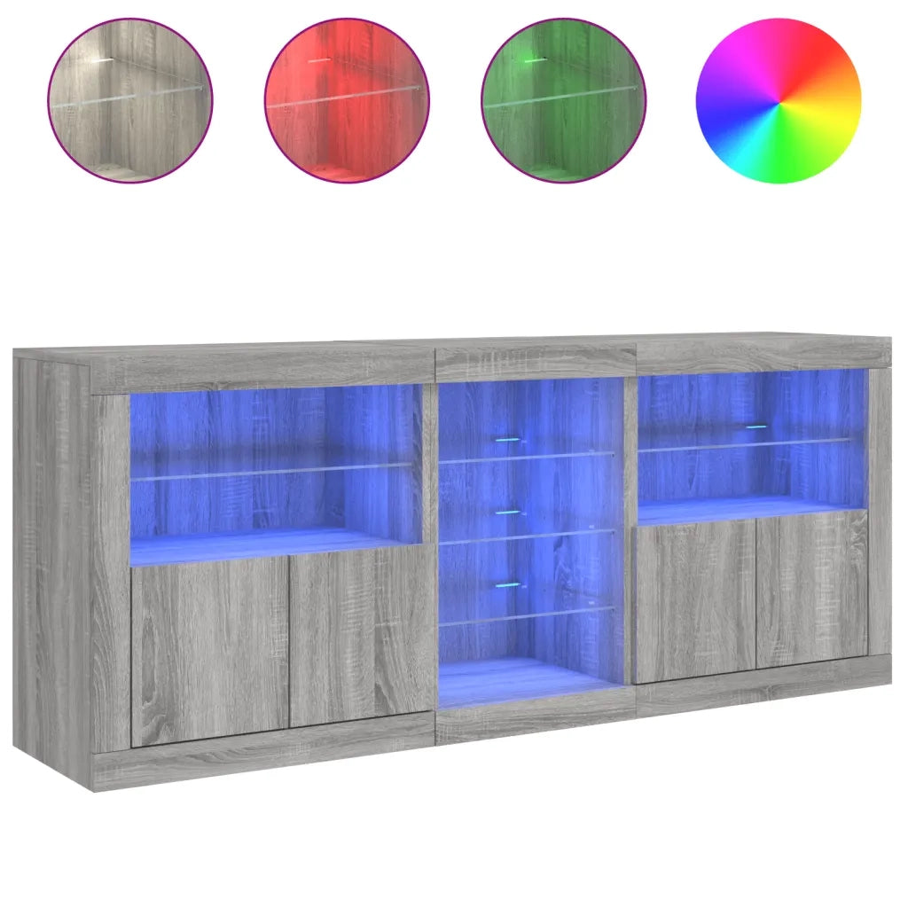 Credenza con Luci LED Grigio Sonoma 162x37x67 cm 3209035