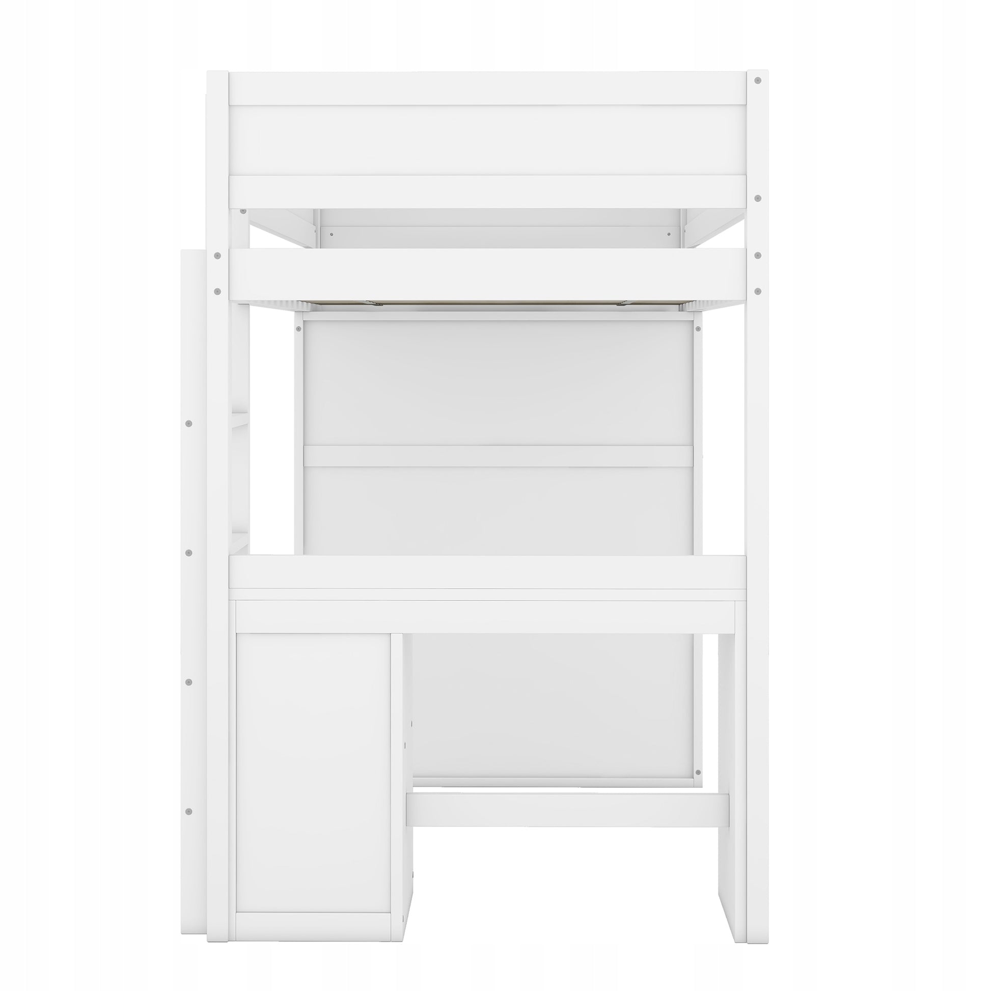 Letto a castello 90x200 con armadio, scrivania, cassetti - Xylo - Bianco