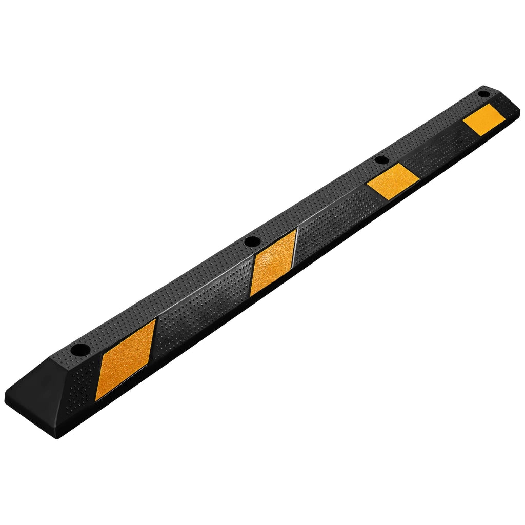 Delimitatore di parcheggio, battiruota in gomma 1830x150x100mm con fasce rifrangenti, Fermaruota
