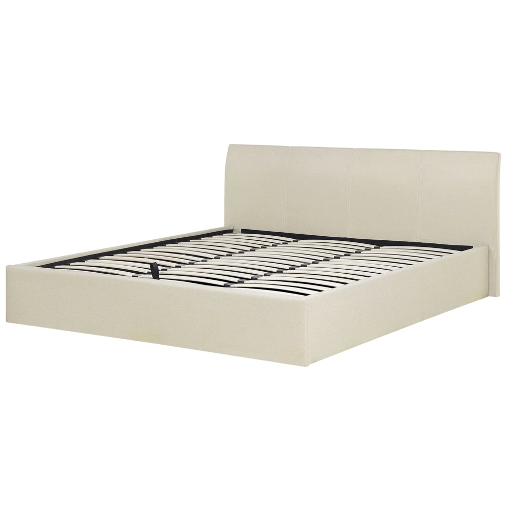 Struttura del letto Beige 180 x 200 cm con contenitore rialzato con testiera