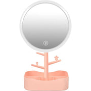Trade Shop - Specchio Per Trucco Makeup Da Tavolo Con Luce A Led Ricaricabile + Portagioielli -