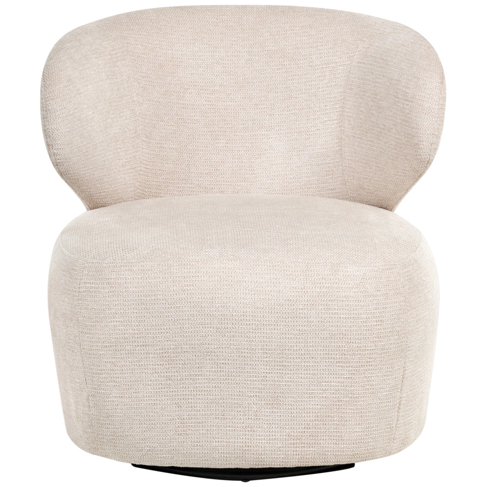 Poltrona d'accento Beige Poliestere Rivestita Girevole Moderna Grande Seduta Quadrata Schienale Curvo