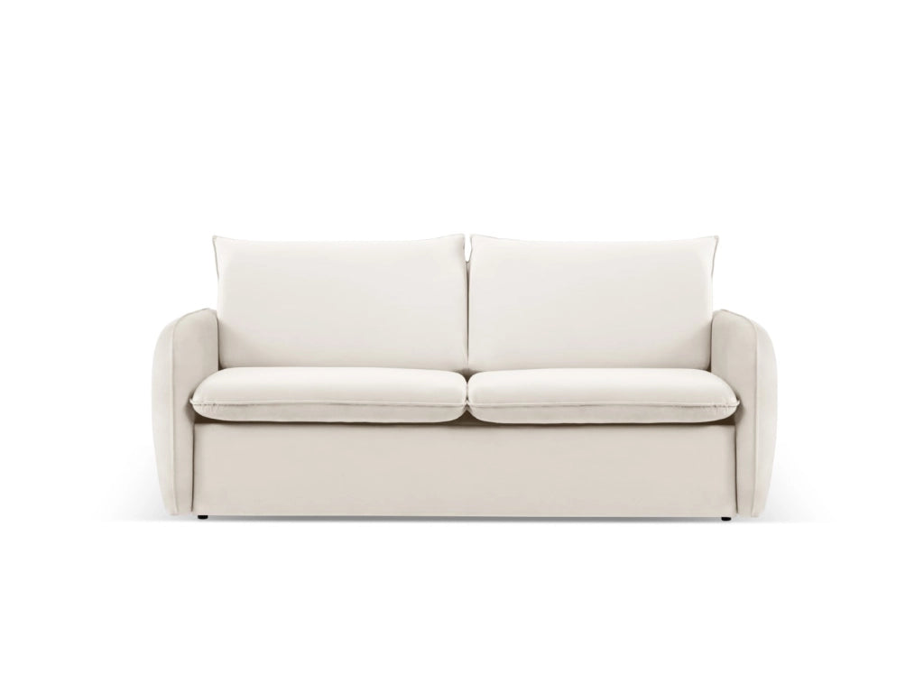 Cosmopolitan Design - Divano convertibile "Vienna" 2 posti in velluto beige chiaro 