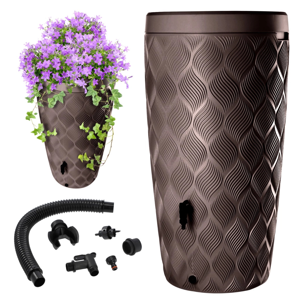 Serbatoio per acqua piovana KADAX da 240 litri, contenitore per acqua piovana, vaso per fiori + rubinetto robusto