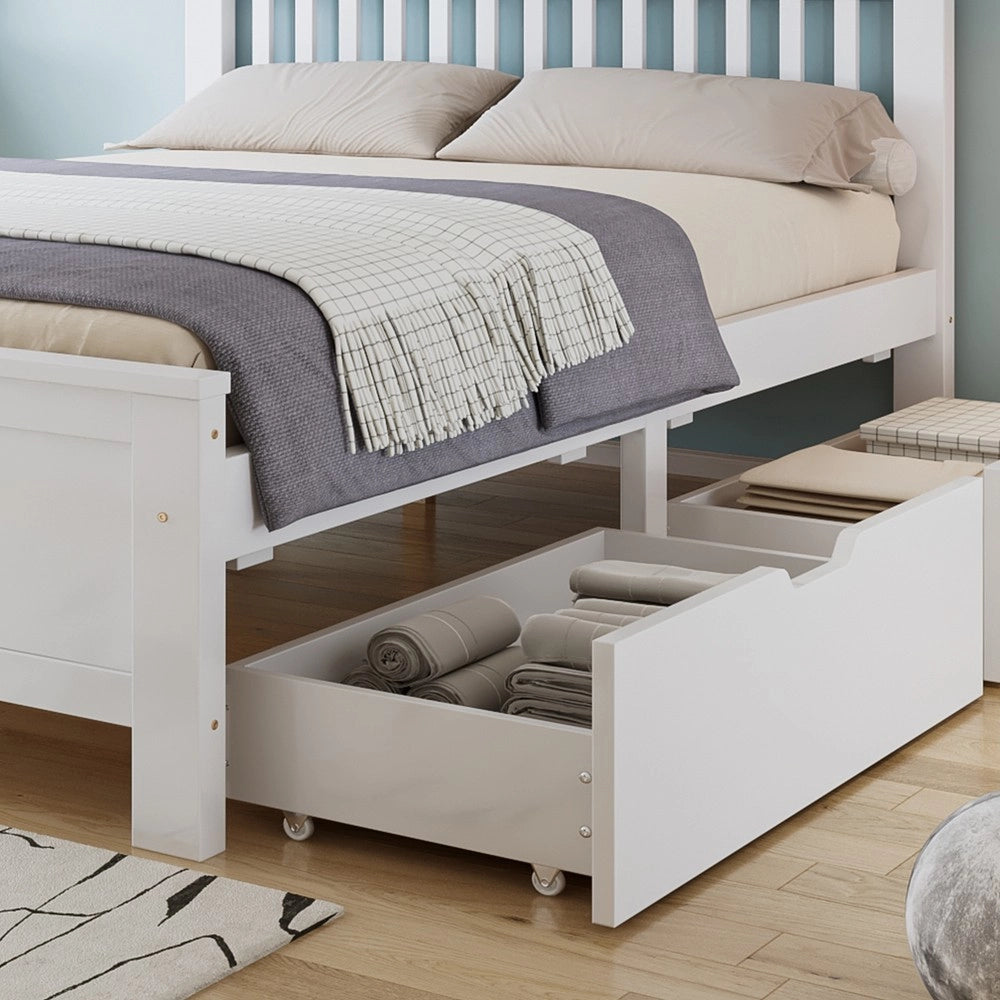 Letto Contenitore in Legno di Pino ¨C MINIMAL ¨C Bianco 140x200