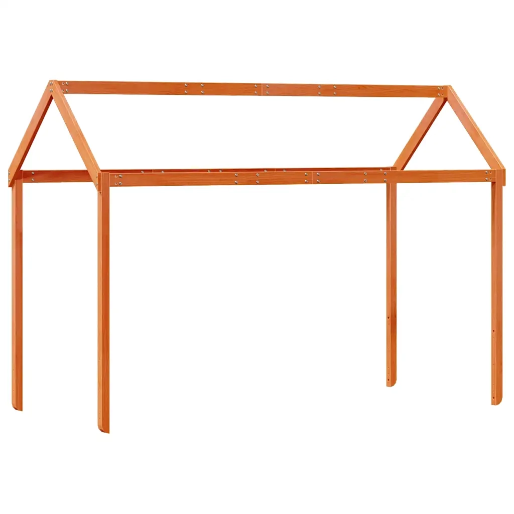 Tetto Letto Bambini Marrone Cera 207x80,5x151,5cm Massello Pino