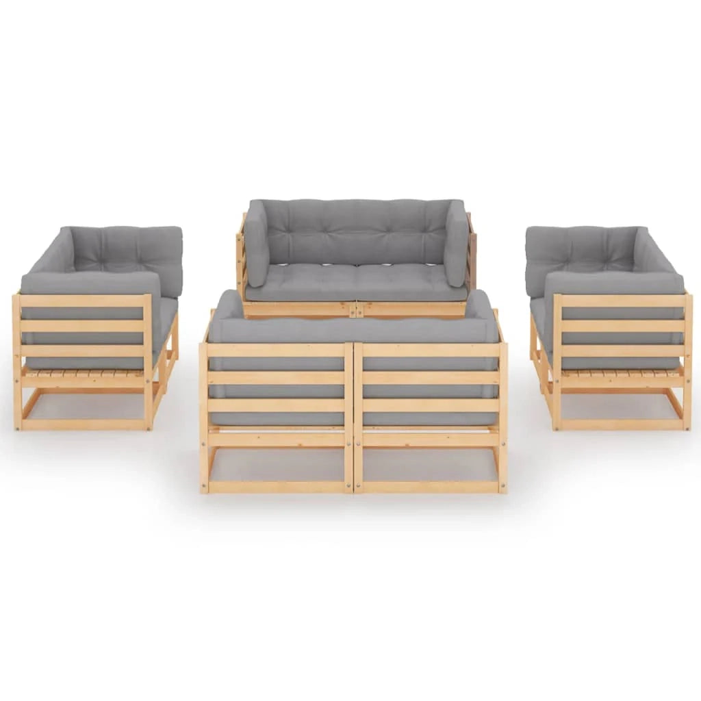 Set di mobili da giardino mobili da esterno 8 pezzi con cuscini legno di pino massiccio 02_0017513